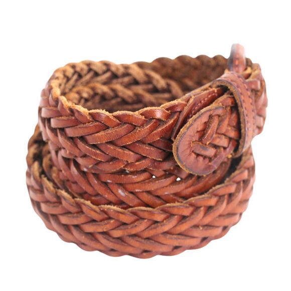 ARGENTINA BRAIDED BROWN GENUINE LEATHER 1" Wd CASUAL MEN'S BELT Sz 38 (G41 - Picture 5 of 12